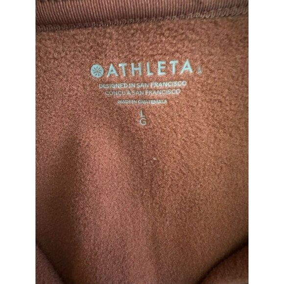 NWT Athleta 1/4 Zip Pullover Brown Large Zipped Pocket Stretch Comfort Active - Picture 3 of 11